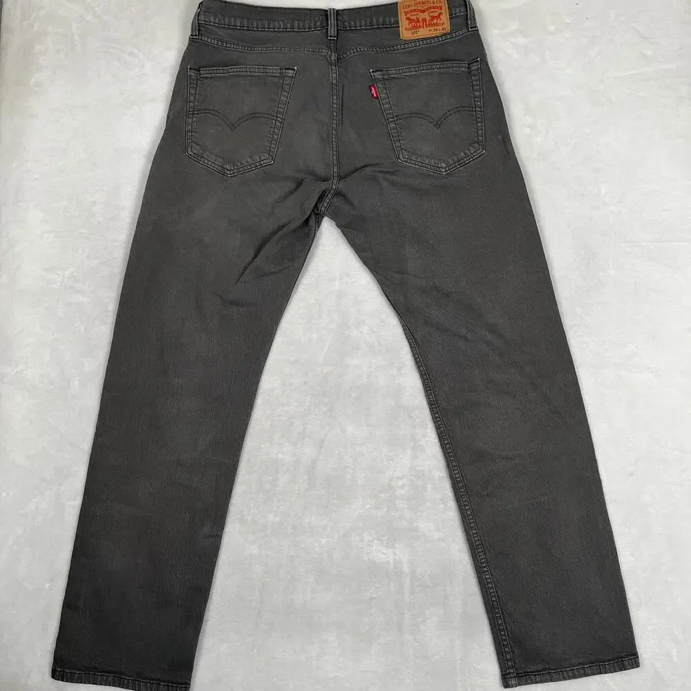 Levi's 505 Jeans Mens 36x32 Gray Regular Straight Denim Charcoal Wash Pants